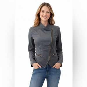 Cabi Moto Jacket – Gray Asymmetrical Zip | Size Small
